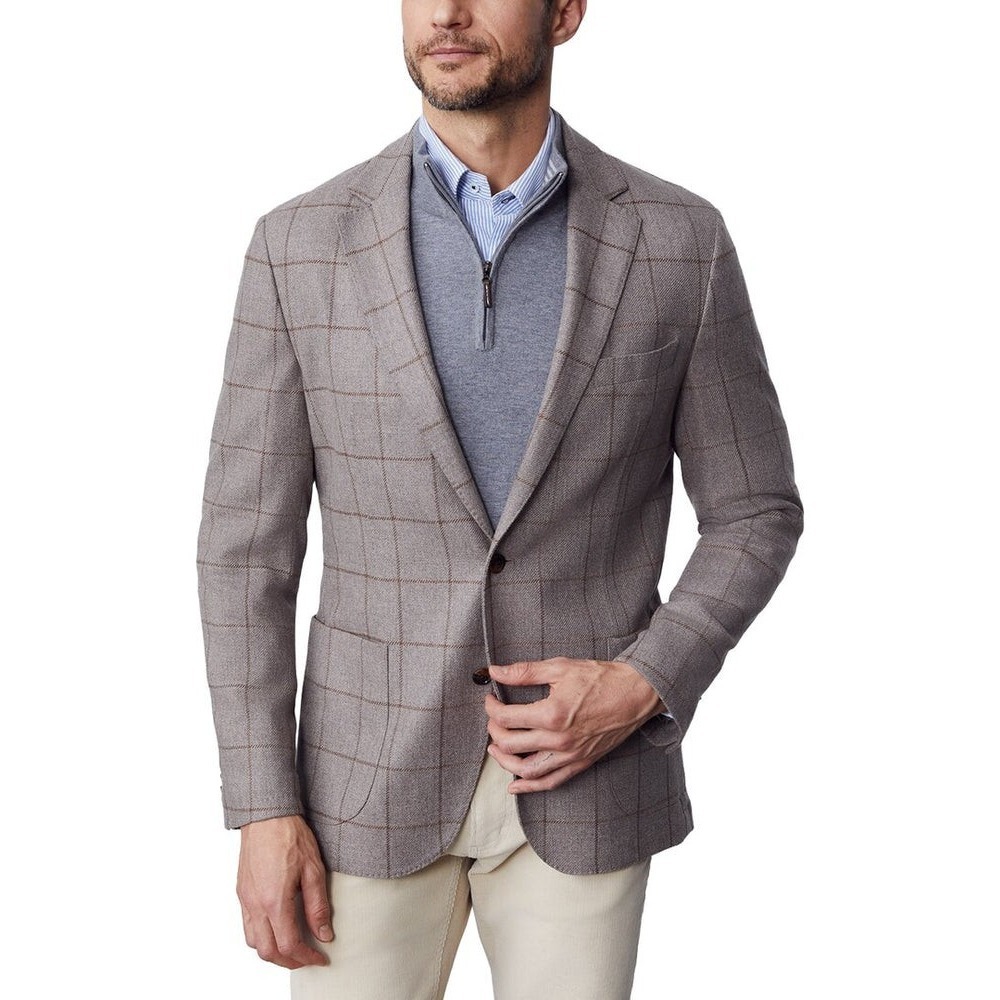 J Mclaughlin Mens Lisbon Brown Tan Cashmere Wool Blend Italian Blazer Sz 44 NWT
